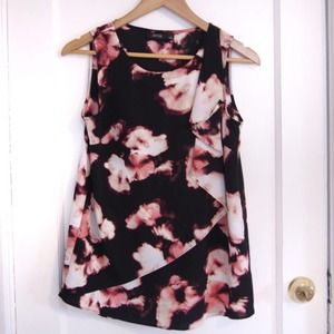 Apt. 9 Black Pink Flower Blouse sz Small